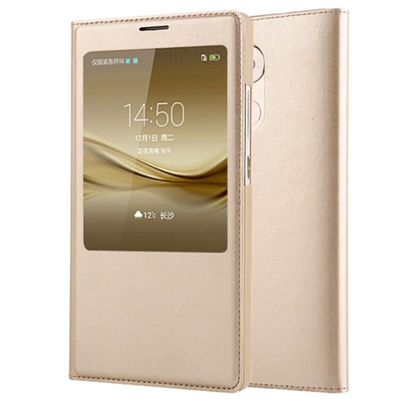 Couro magnético caso da aleta para huawei ascend companheiro 7 8 9 smart view telefone capes para huawei mate9 mate8 mate7 360 capa completa: For Mate 9 / Gold