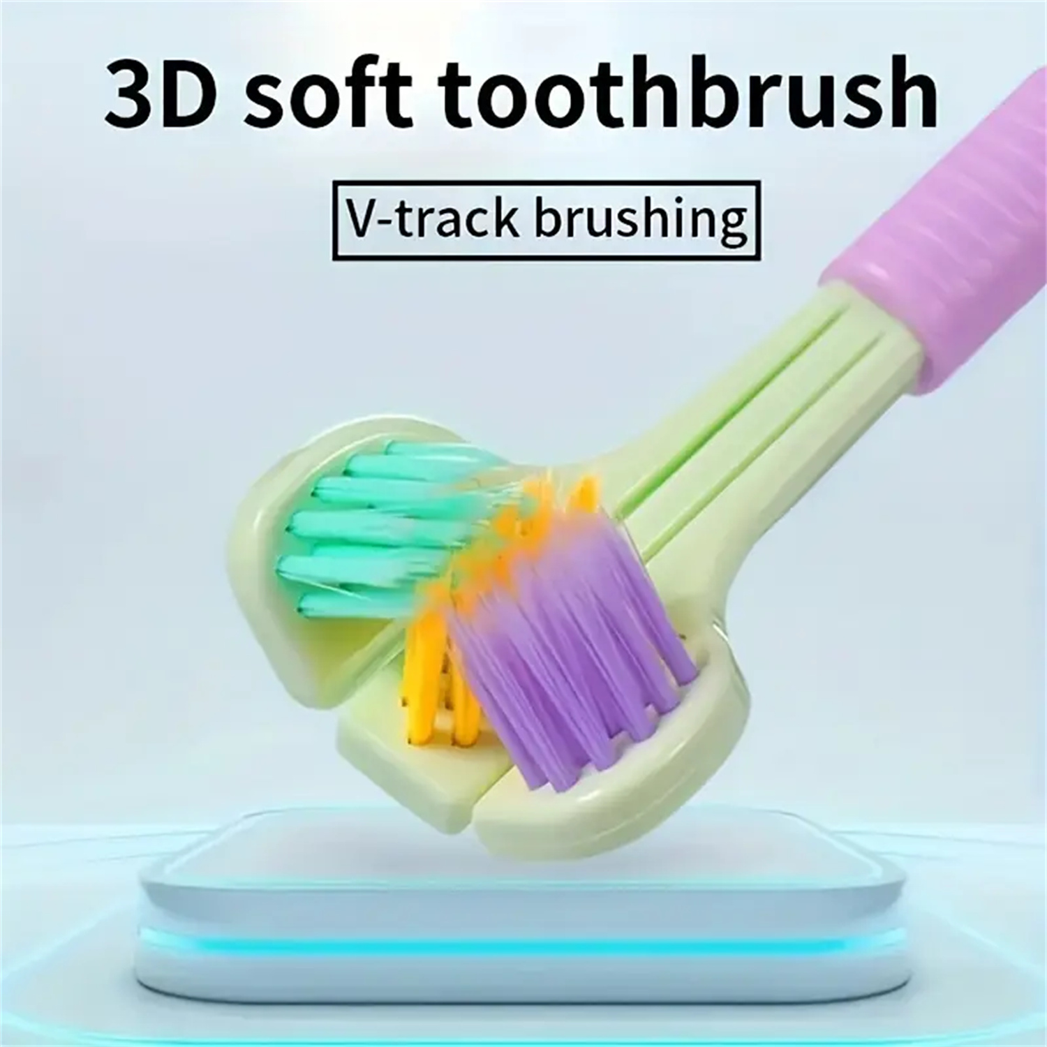 Cepillo de dientes de 3 lados de cerdas suaves, limpieza suave, cepillo de dientes para adultos para el cuidado completo de las encías, sensorial para autismo, herramienta de salud bucal, 4 Uds.