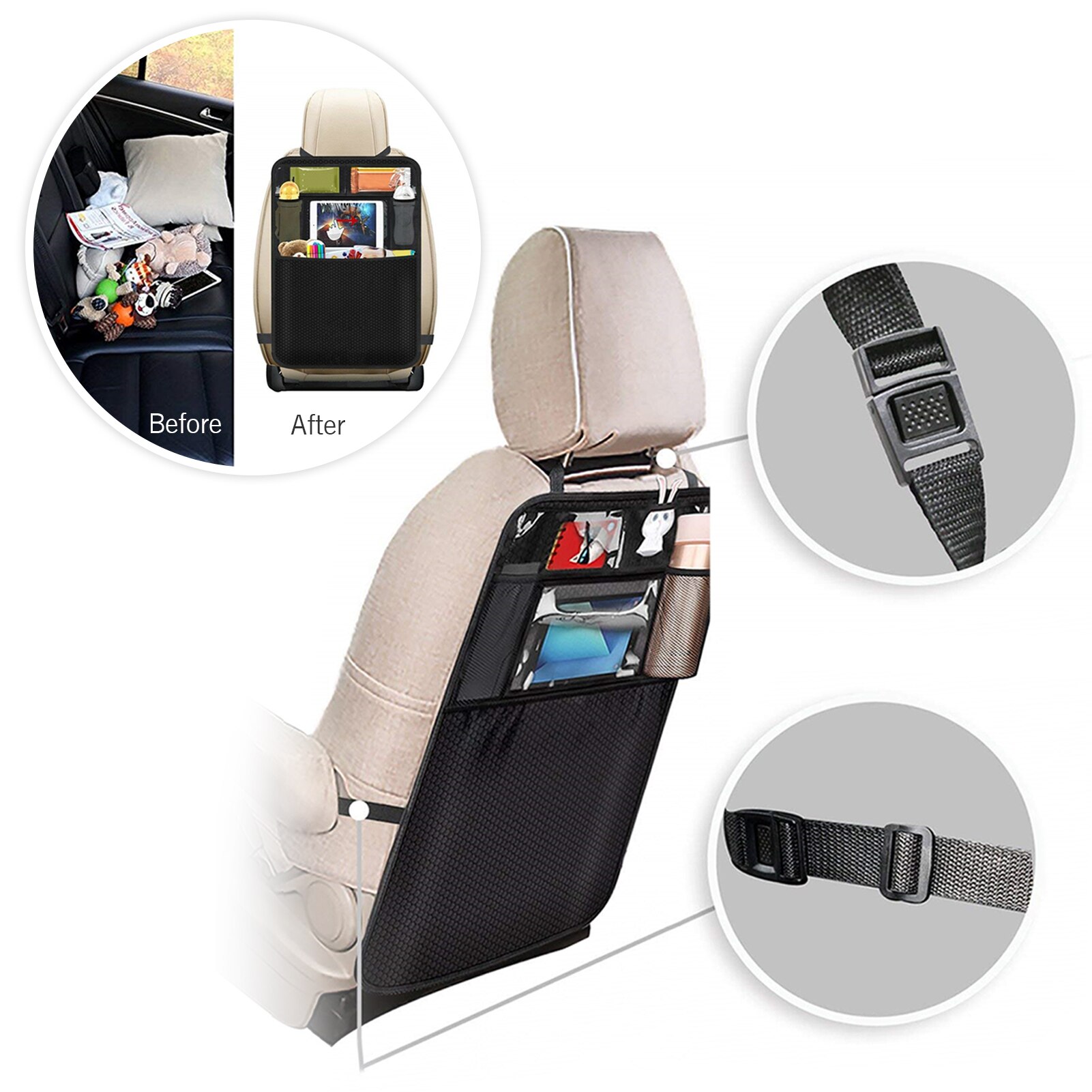 Car Seat Protector &amp; Backseat Car Organizer Kit Auto Achterbank Beschermende Mat Duurzaam Anti-Slip Eenvoudige Reiniging Met opslag Zakken