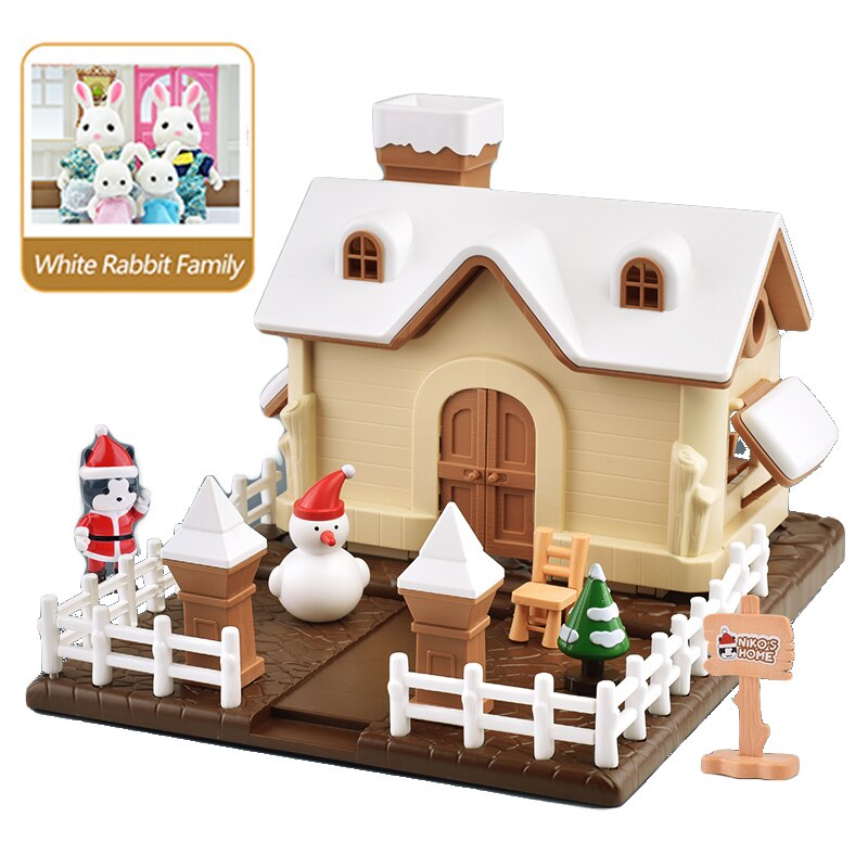 Forest Family House Simulation Snow 1:12 Dollhouse Christmas DIY House Villa Model Animals Birthday Toys for Girls: 1807-G01-K01