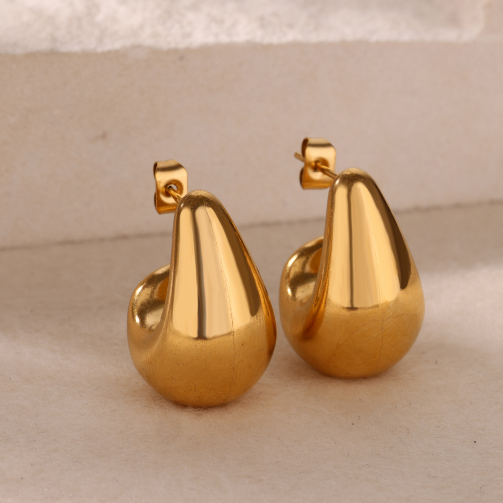 Pendientes de mariposa para mujer, aretes con forma de gota de agua de acero inoxidable de Color dorado, de joyería estética 2024: Color oro puro