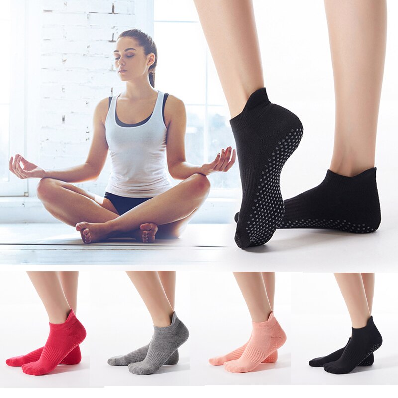 Kvinders yogastrømper skridsikre greb tykkere skridsikker silikonesål åndbar bomuld pilates pure barre ballet dans sportsstrømper