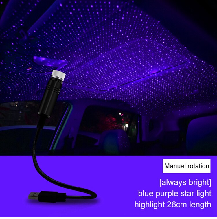 Switch Roof Star LED Night Lights Car USB Projector Light Atmosphere Lamp Home Ceiling Decorative Light Projection Starry Lamp: Blue