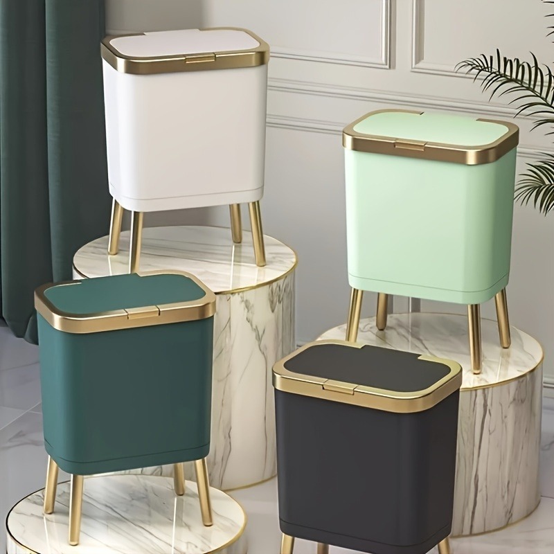 1pc 15L grote vierkante plastic prullenbak met geurafdichtend deksel - multifunctionele sorteerbak toilet - verhoogde poten
