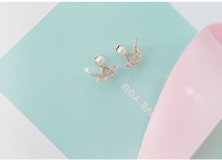 pearl flower 925 sterling silver ladies`stud earrings jewelry birthday women