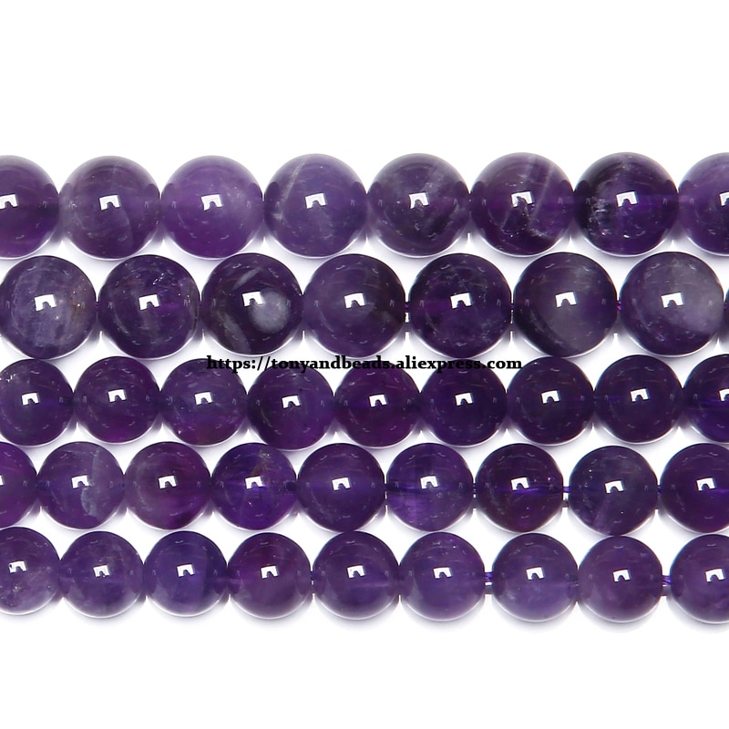 Aaaa Natuursteen Purple Amethisten Kristallen Ronde Losse Kralen 15 "Strand 3 4 6 8 10 12 Mm Pick Maat