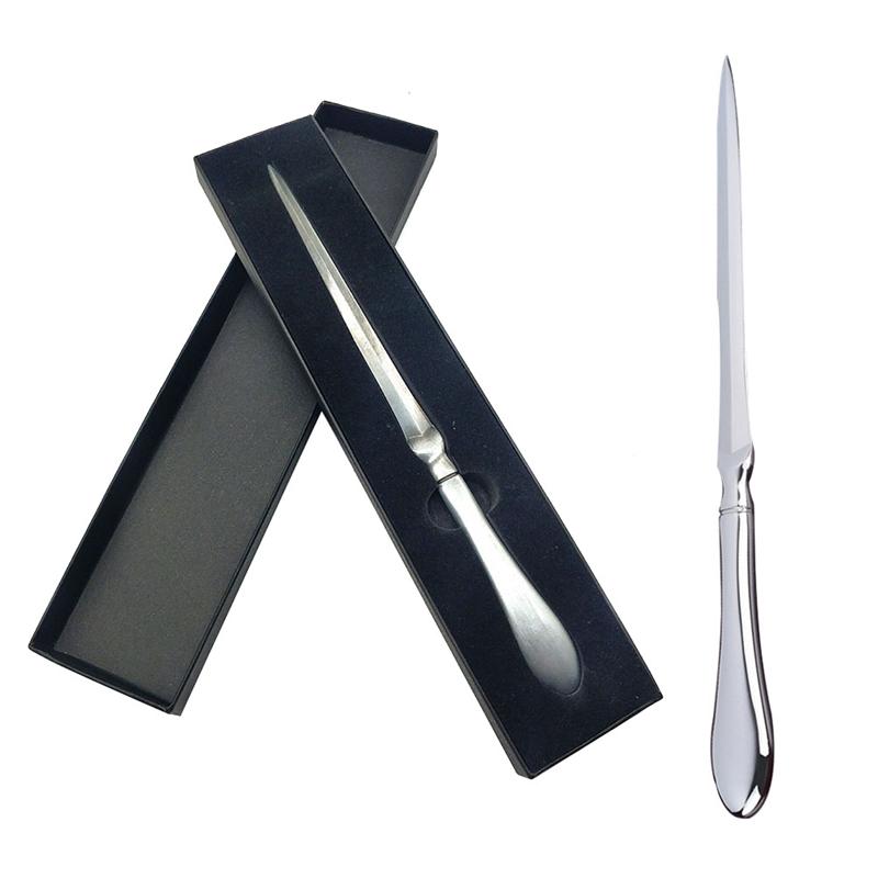 Alloy Letter Openers Paper Cutter Silver Envelope Opener With Box Portable Durable Stationery Supplies For Home Office Shop