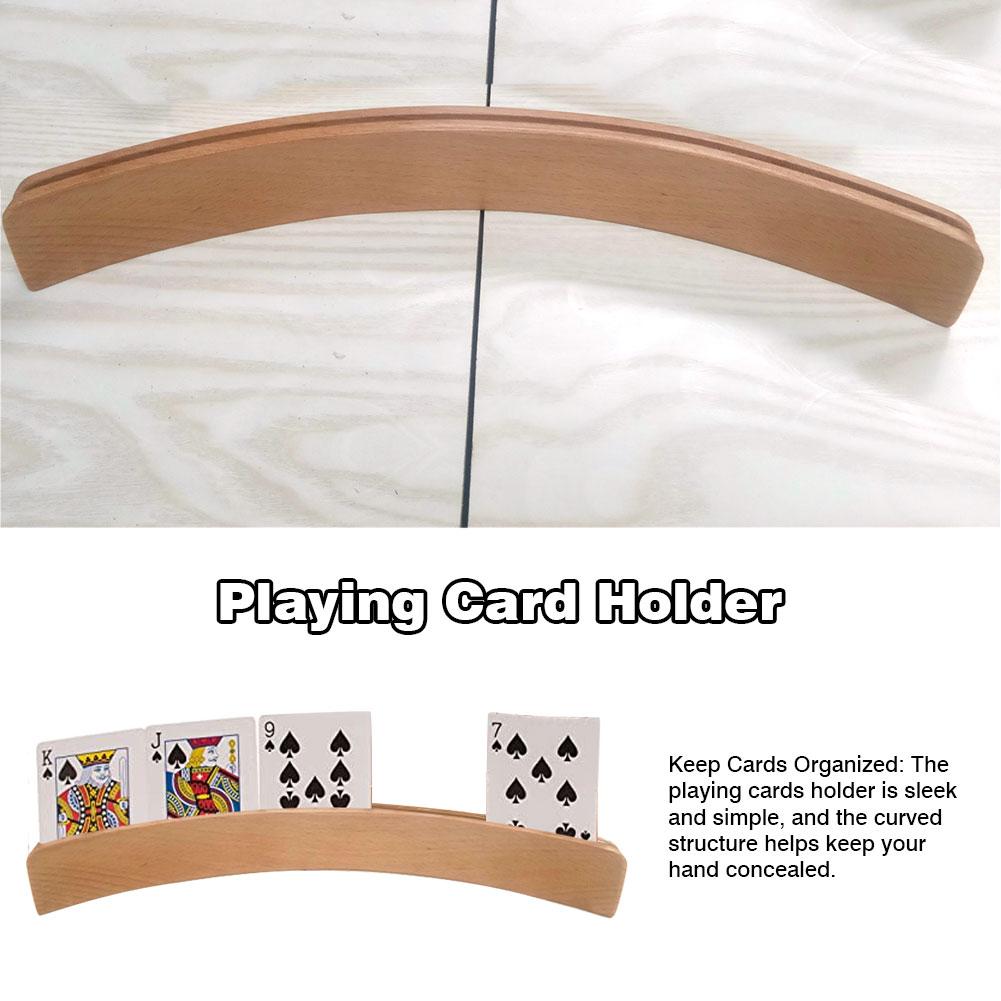 Wooden Playing Cards Holder Arc Playing Cards Holder Curved Games Card Holder for Cards Games 4PCS/Set