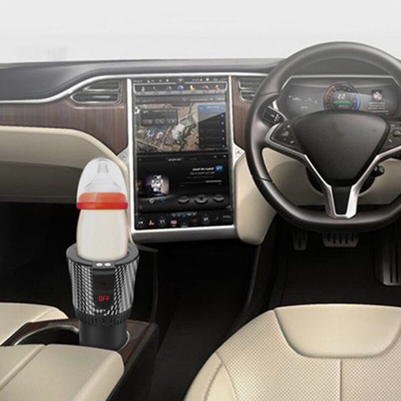 Smart Digital Display Car Cooling Cup Home Office Desktop Warmer Cooler Mug Holder Tumbler Cooling Beverage Drinks Can