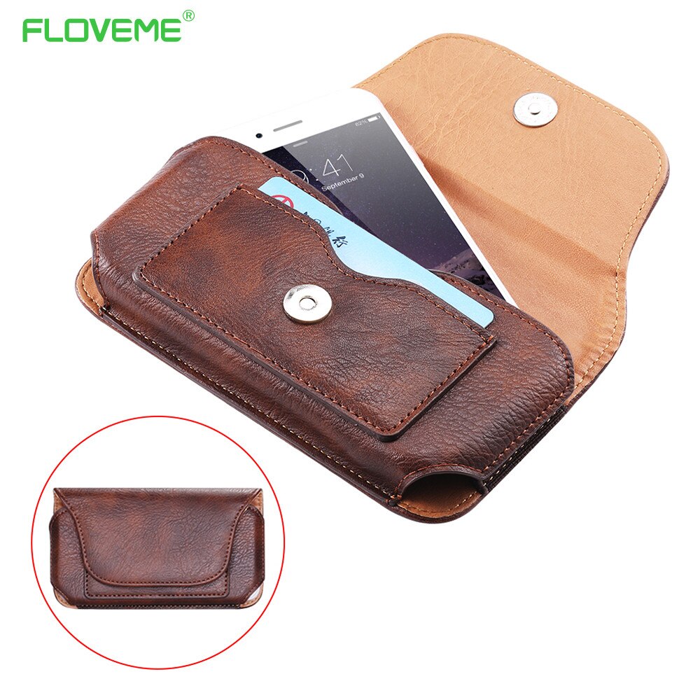 Floveme pu leren telefoonhoesje 5.5 '' heuptas telefoonhoesje voor iphone  se 7 8 plus universele portemonneehoes