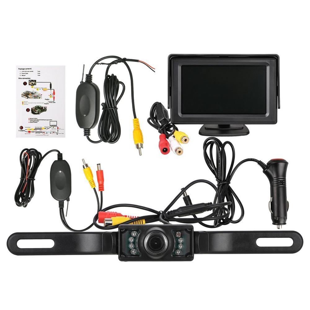 Wireless Backup Camera System Kit 4.3'' Monitor Rear View Reverse System Car Accessories For Car For Truck For Van For Camper