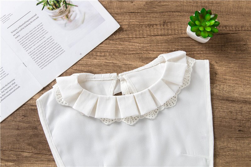 Chiffon Witte Vrouwen Nep Kraag Effen Kleur Afneembare Valse Kragen Revers Half Shirt Blouse Top Jurk Kleren Decoratieve