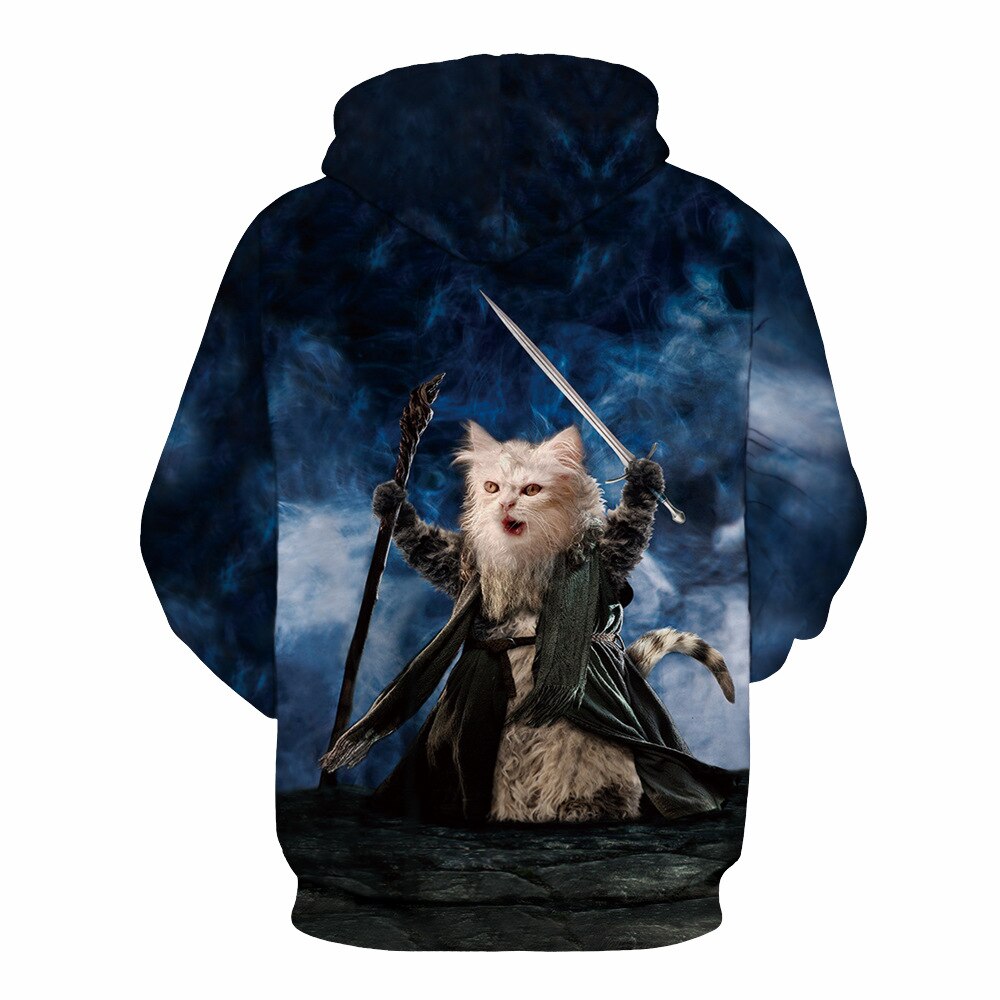 Nuovo Sport Degli Uomini Delle Donne Gatto Felpa Pullover Autunno Jersey Con Cappuccio 3D Stampato Pullover Cappotto Allentato S Alla 3XL Cappotto Blu