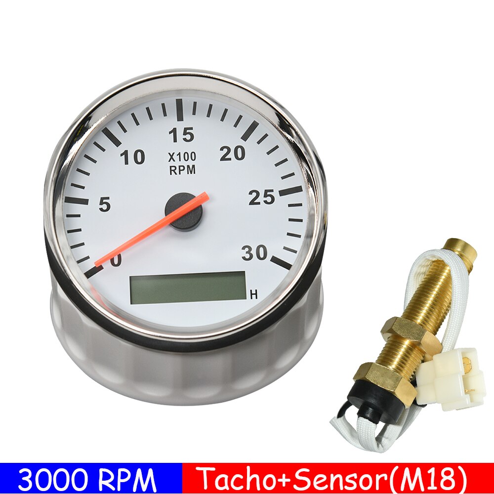 3K 4K 6K 8K RPM Tachometer-lehre Tach Sensor REV Zähler mit Stunde Meter 85mm benzin Diesel 12V 24V Rot Hintergrundbeleuchtung Anzeige: WS 3KRPM with M18