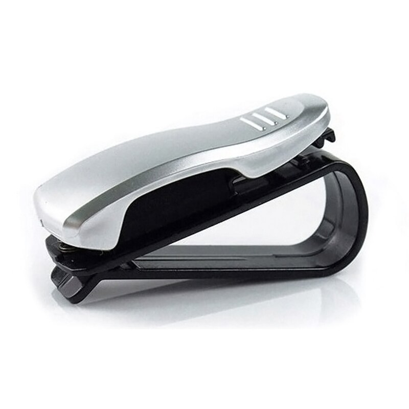 Luckybobi-funda para gafas de coche, parasol de coche, Clip, porta tarjetas, estuche de bolígrafo, caja Universal, accesorios para coche: Silver