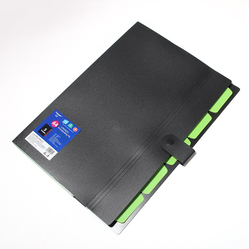 10 colors waterproof PP file folder A4 document bag pouch bill folder holder organizer cilp file document folders wallet: black green