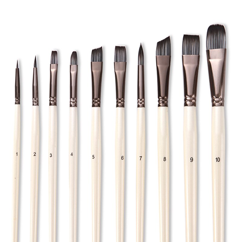 Paint Brushes Set For Art Acrylic Gouache Oil Watercolor Artist Canvas Synthetic Nylon Tips 10 Pack Art Supplies