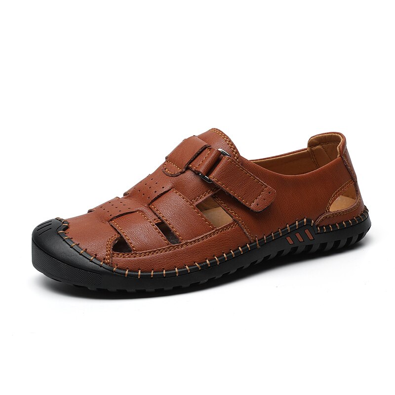 Sandalen cuir rubber heren sandel sandalle hombre sandalia work playa sandalen-heren leer maat zandalias heren erkek romanas man: Bruin / 38