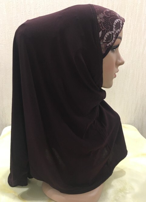 DIANRUO 60X60CM Women Decorative Lace Scarf turban Solid Shawls Pleated Headband Hijab Muslim Wraps Scarves scarf N405: 6