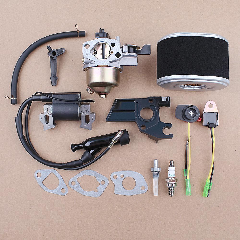 Carburetor Ignition Coil Spark Plug Air Filter Kit for Honda GX160 GX200 5.5HP Engine Carb Replacement Parts