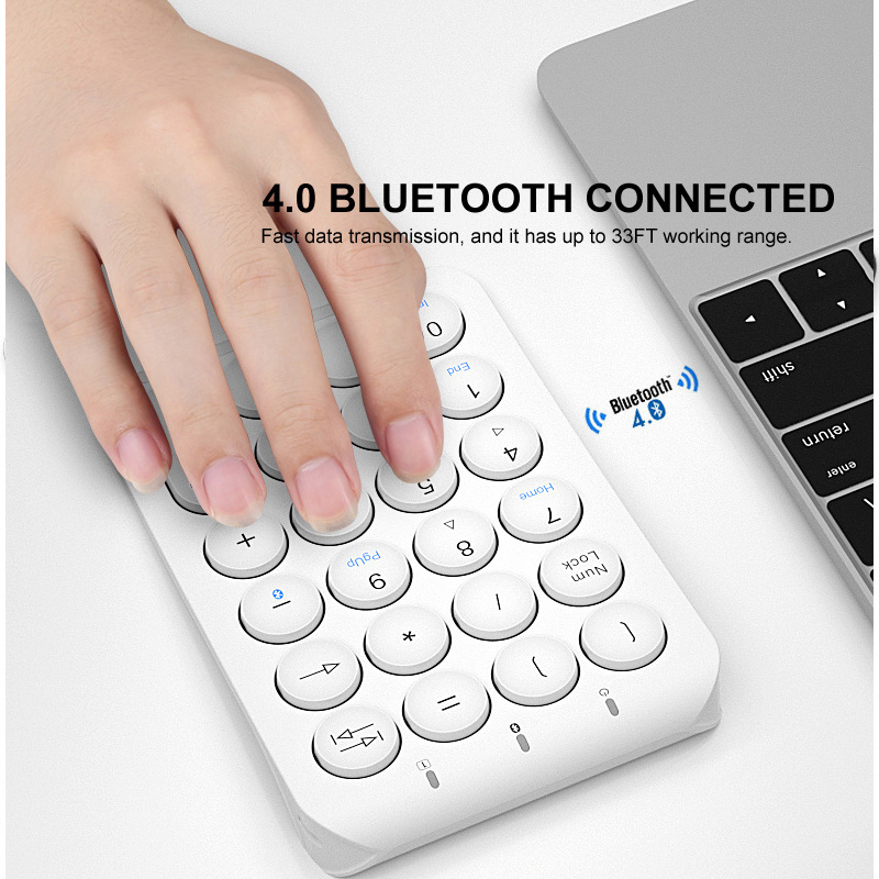 BOW 22 teclas teclado numérico inalámbrico teclado numérico Bluetooth recargable teclas redondas teclado numérico para ordenador portátil iPad