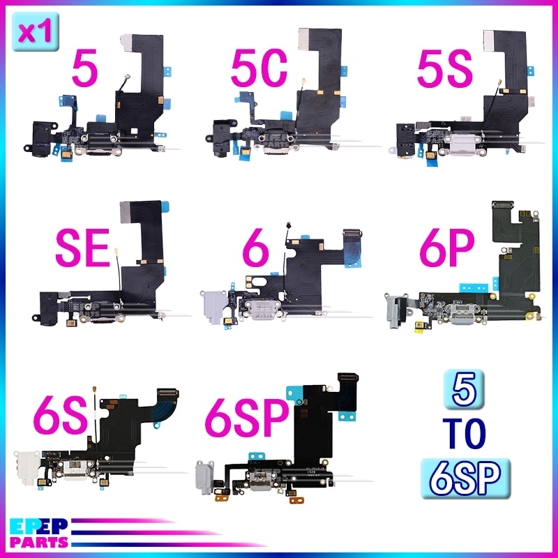 Puerto de carga para iphone 5SE 5C 6splus 6 plus cargador Flex con tarjeta Mic micrófono Flex Cable 5 6 6S