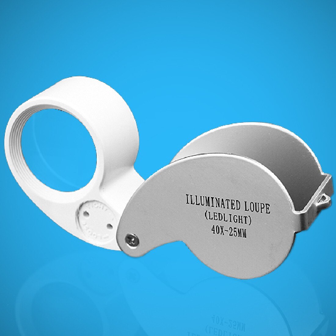Magnifier Illuminated LED Light Jeweler Loupe Folding Magnifier 40x25mm 40X Retractable Magnifying