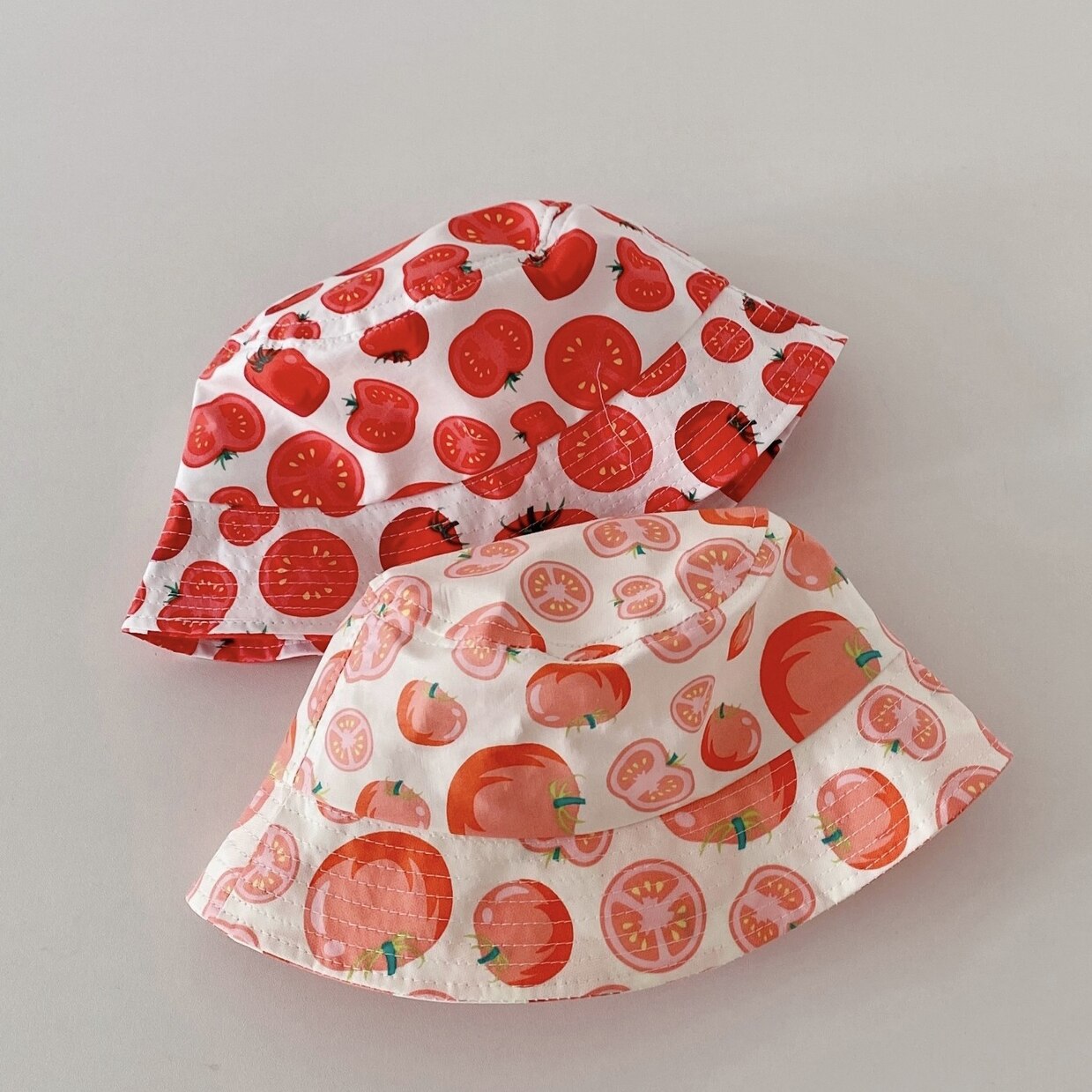 cute girls sun hat spring summer cotton print daisy tomato fisherman hats for girls outdoor casual caps