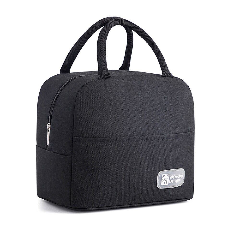 Weyoung Tote Kühler Mittagessen Tasche Thermische Isolierte Lebensmittel Taschen Tragbare Picknick Mittagessen Kasten Tasche für Männer Frauen freundlicher: Schwarz