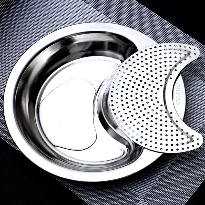 Assiette Double couche plat vinaigre boulette inox frites Dim Sum assiette Sushi grande avec bac de vidange restauration rapide