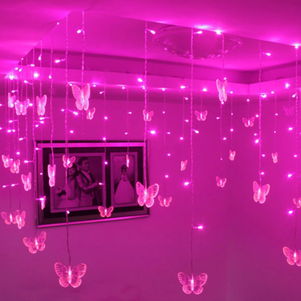Rideau lumineux papillon à lumière LED, 3.5m, guirlande de noël, féerique, pour , mariage, fête, maison, nouvel an, décoration