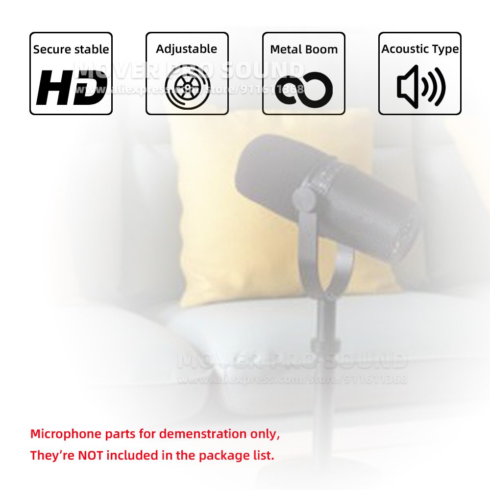 Adjustable Height Table Desk Style Microphone Stand For SHURE MV7 MV 7 Mic Tabletop Extending Desktop Holder Boom Mount Bracket