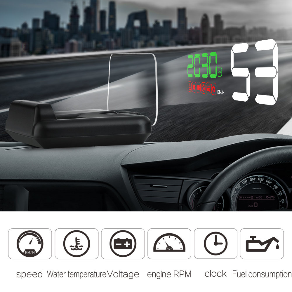 C500 Hud Auto Head Up Display OBD2 Met Spiegel Projectie Digitale Auto Snelheid Projector Security Overspeed Rpm Voltage Alarm Systeem