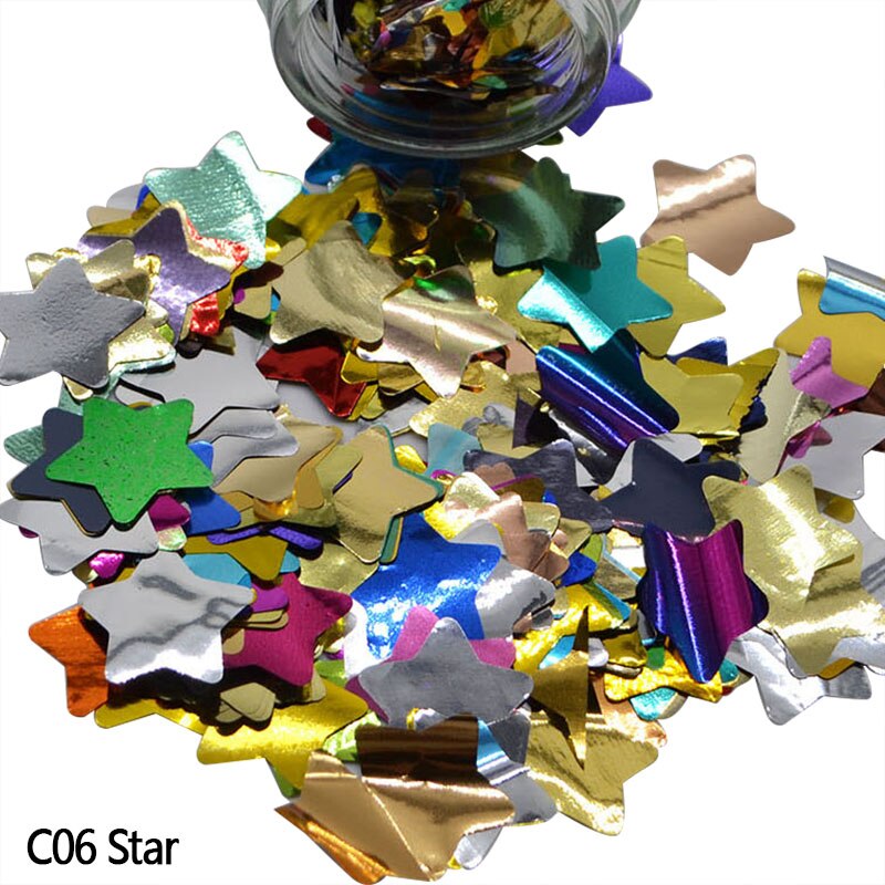 10g/ parti 1cm metallisk folie papir konfetti farverige styrofoam bolde runde stjerne fyld ballon konfetti bryllup fødselsdag dekoration: C06