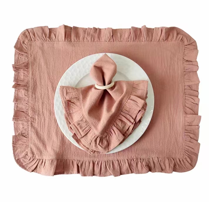 Placemats voor tafel Katoen 100% Ruffle Servetten voor borden Zacht Volants Bruiloft Decoratie Huisverwarming Cadeau Tafeldecoratie Feest: 90x40 cm / Beige