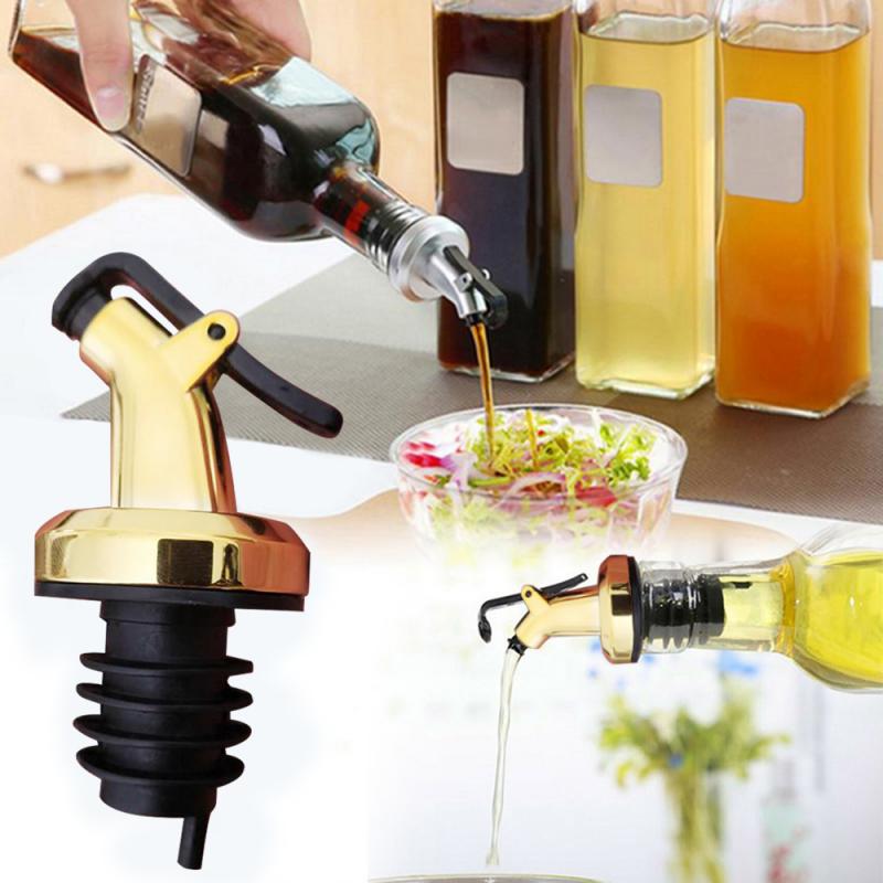 1Pc Olijfolie Spuit Liquor Dispenser Wijn Pourers Flip Top Stop Keuken Gereedschap Bar Accessoires Gouden Wijn Pourers