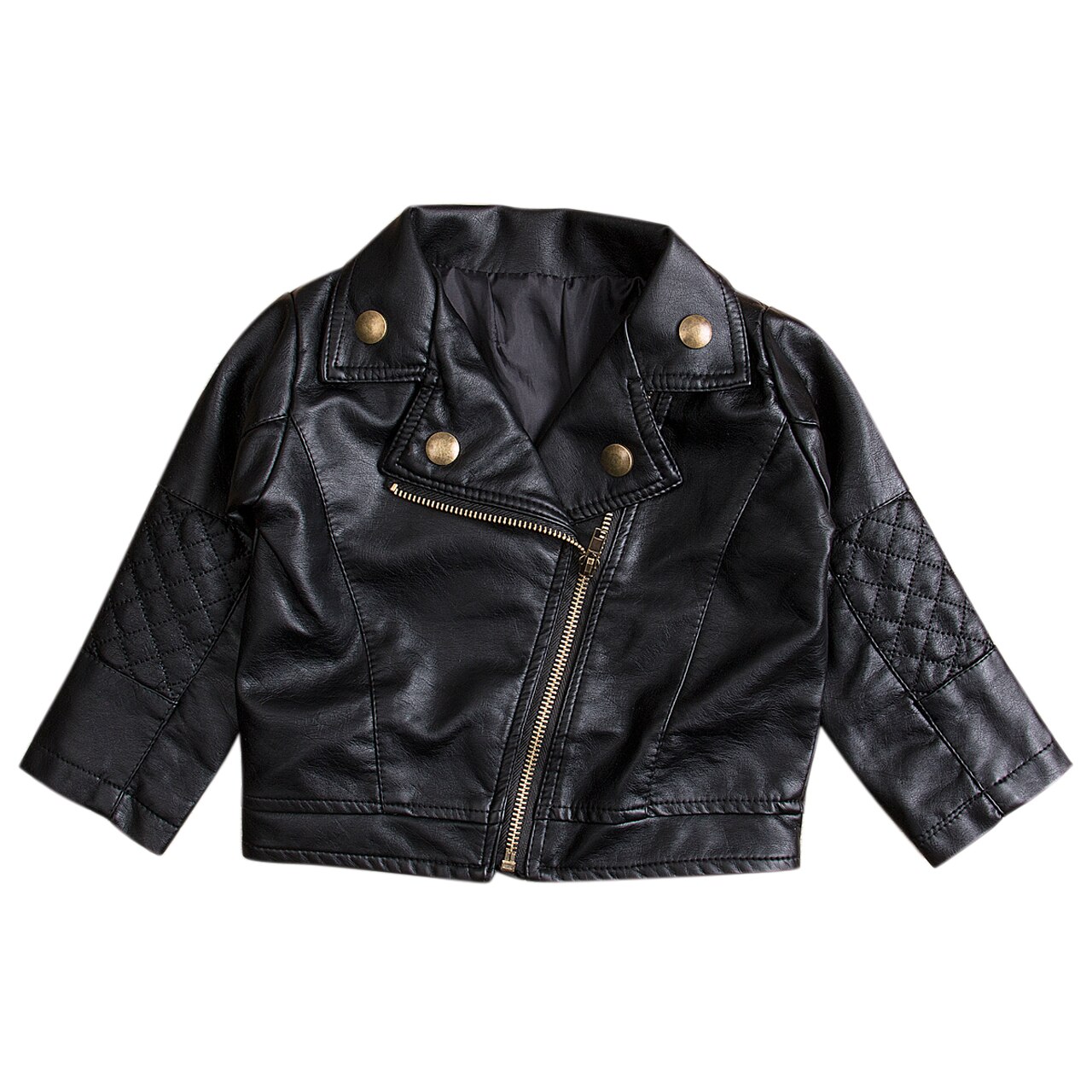 2-7T Kids Baby Girl Motorcycle PU Leather Jacket Biker Coat Overcoat Black Clothes Baby Coat: 7T