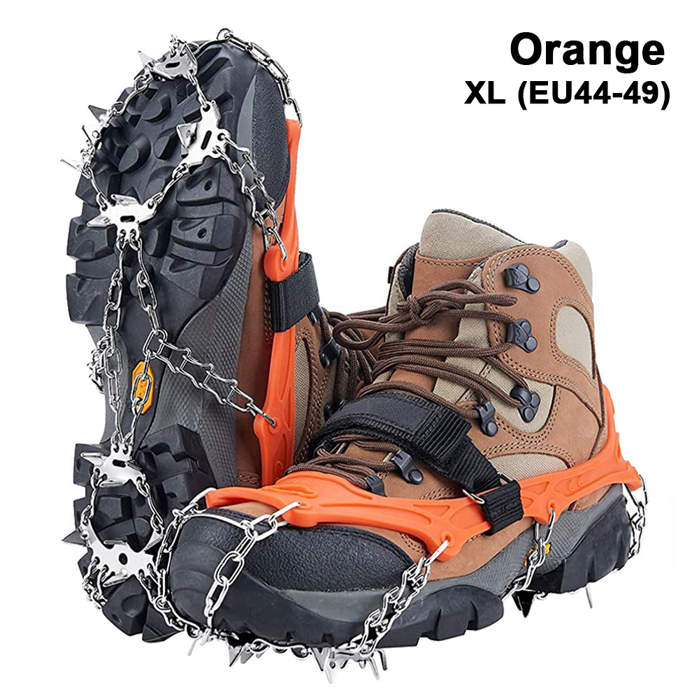 Steigeisen-Schuhe, 19-Spikes, Eis- und Schneegreifer-Schuhe, Camping, rutschfest, Klettern, Schutz zum Joggen, Gehen, Wandern auf Schnee, Eis: Grau