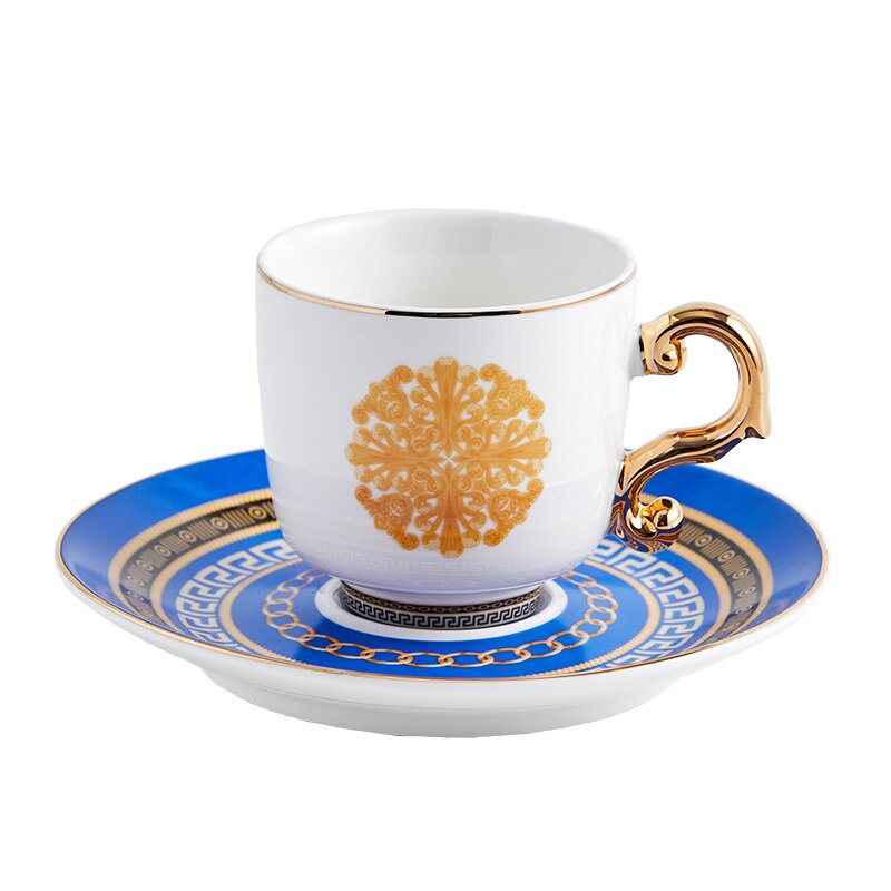 Turkish Style Luxury Ceramic Coffee Cup and Saucer Porcelain Coffee Set Tea Cup and Saucer Classic Drink: D