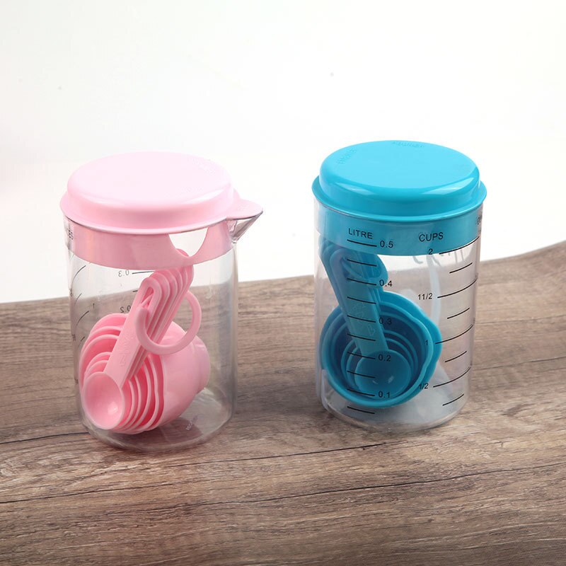 7 unids/set de plástico tazas de medir de medición cucharas utensilios medidores de cocina té y café en cucharas de cocina conjunto de herramientas para hornear
