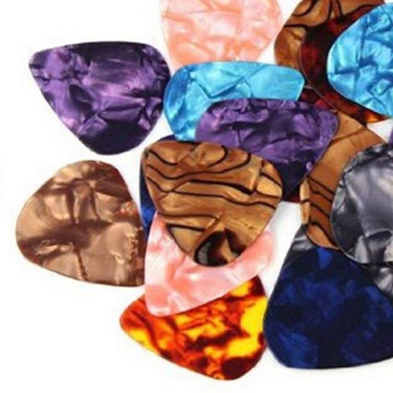 Premium 0.46mm stijlvolle kleurrijke celluloid gitaarplectrums voor gitaar en bas ( (200 stuks)