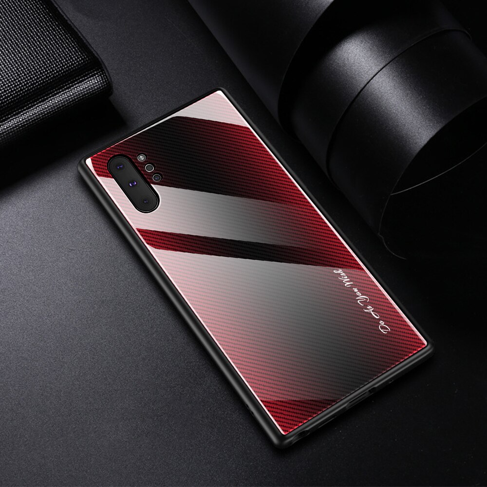 Voor Samsung Galaxy 10 Case Luxe Hard Gehard Glas Gradiënt Beschermende Cover Case Voor Samsung Note 10 Plus Note10 Pro: For Note 10 Plus / red