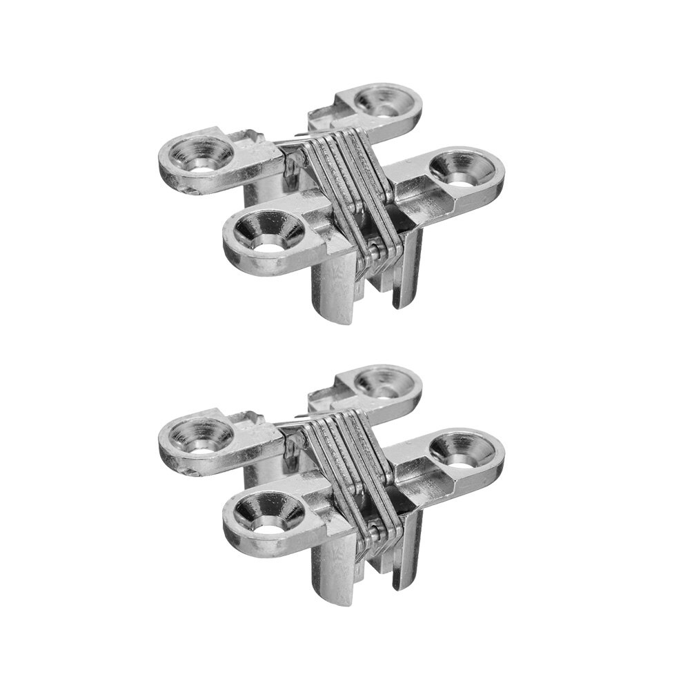 Bisagras invisibles para muebles, bisagra cruzada oculta, puerta de armario, cajas de madera para ventana plegable, 2 uds.: Silver 2Pcs