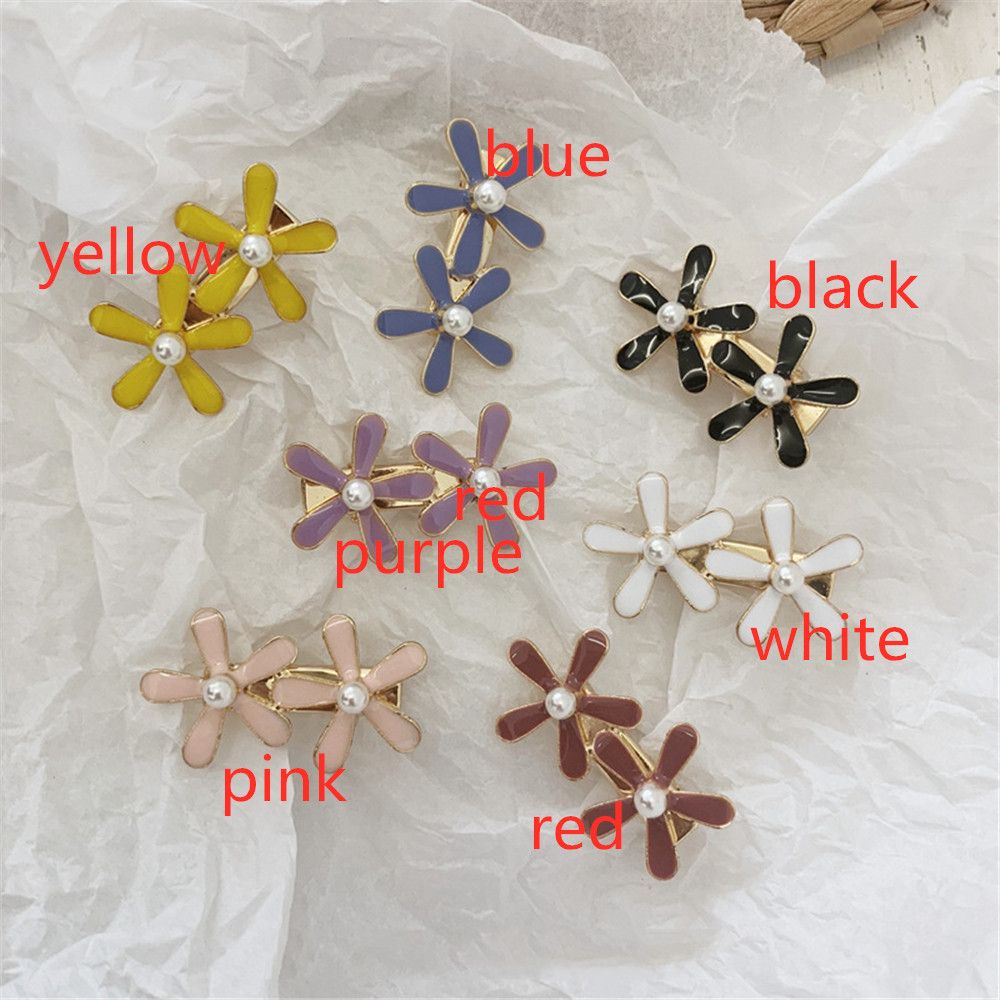 Fransk flicka pärla blomma metall hårklämma hårnål söt huvudbonad för kvinnor hårspännen hårspänne styling verktyg tillbehör: Gul