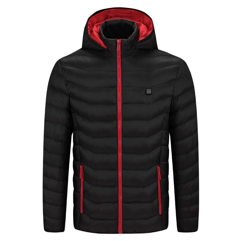 Electric heated jacket outdoor sports coat winter coat with cap and USB electric heating SIZE M-4XL: L