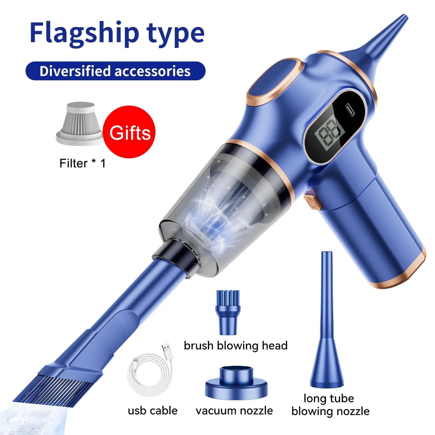 OnePlus Wireless Car Vacuum Cleaner Home Appliance High Power With Display Screen Office Car Carpet Sofa Household Cleaner: Red