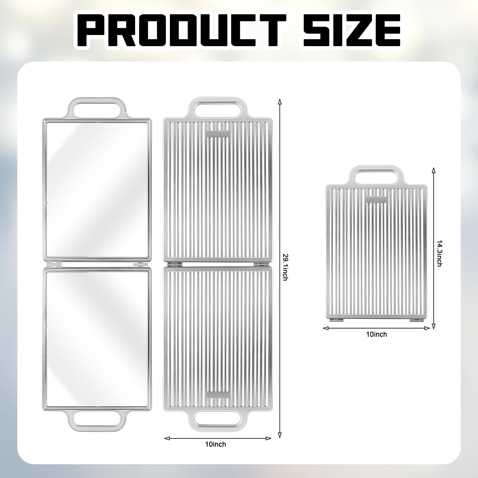 Opvouwbare dansspiegel, 1 inch met handvat en draagtas, draagbare opvouwbare spiegel voor thuisfitnessstudio, dansoefening, spa, schoonheid