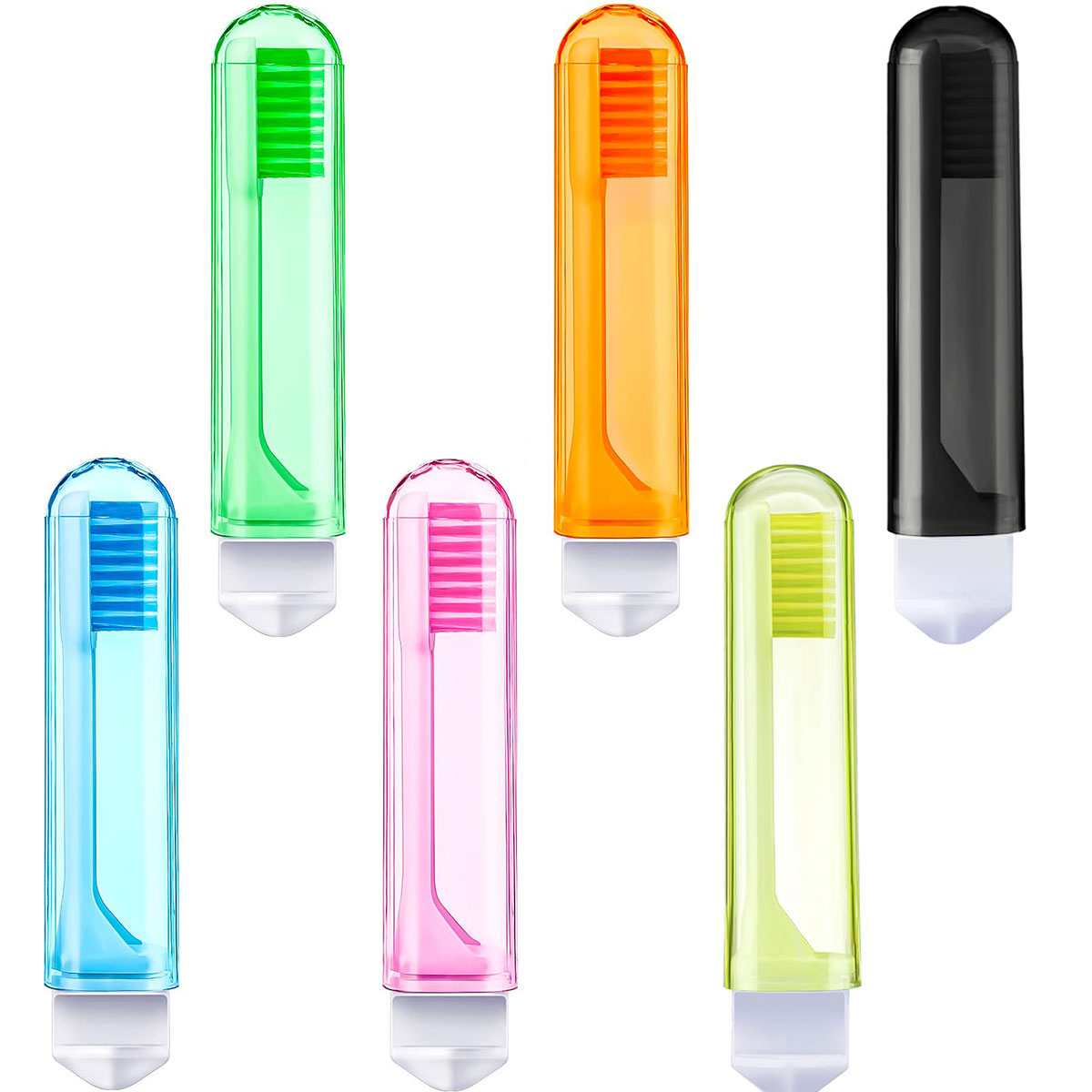 Bulk opvouwbare reistandenborstels met koffers. Zacht, voor alle leeftijden. Goed voor reizen. Hoezen met ventilatieopeningen, compact. Geweldig cadeau.-liu: green