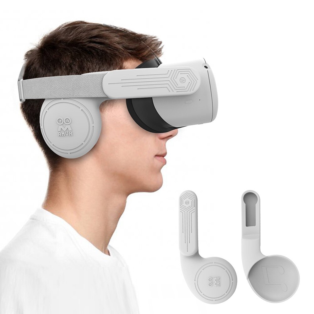Orejeras de silicona para auriculares Oculus Quest 2 VR, solución de sonido mejorada para Oculus Quest 2, accesorios, orejeras con reducción de ruido: Gray