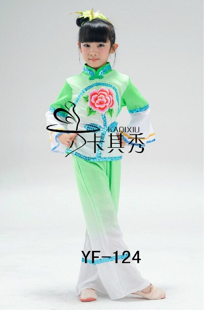 Oude traditionele waaierdans jongere chinese volksdanskostuums voor kinderen meisjes: Groente / Xxl